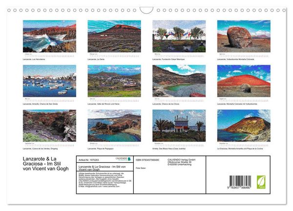 Produktbild: Lanzarote & La Graciosa - Im Stil von Vicent van Gogh (Wandkalender 2026 DIN A3 quer), CALVENDO Monatskalender