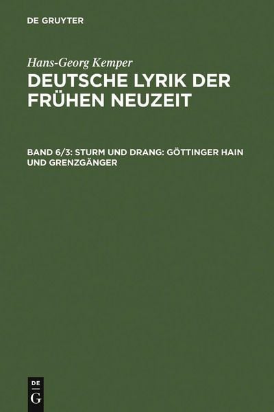 Produktbild: Sturm und Drang: G&ouml;ttinger Hain und Grenzg&auml;nger