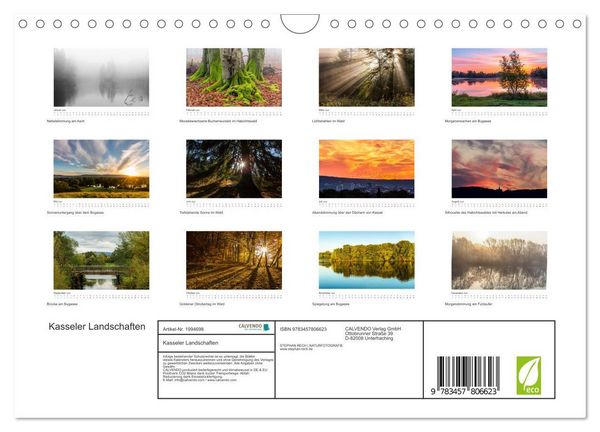 Produktbild: Kasseler Landschaften (Wandkalender 2026 DIN A4 quer), CALVENDO Monatskalender