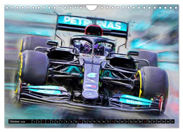 Produktbild: Vollgas im Monoposto - Digital Arts rund um die Formel 1 von Jean-Louis Glineur (Wandkalender 2026 DIN A4 quer), CALVENDO Monatskalender
