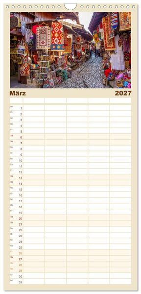 Produktbild: Familienplaner 2027 - Durr&euml;s und Kruja &ndash; Sch&auml;tze Albaniens mit 5 Spalten (Wandkalender, 21 x 45 cm) CALVENDO
