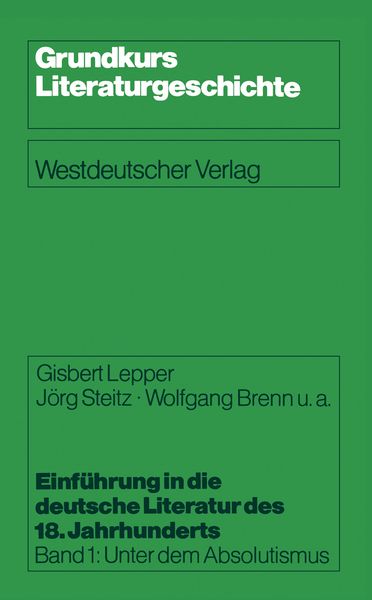 Produktbild: Einf&uuml;hrung in die deutsche Literatur des 18. Jahrhunderts