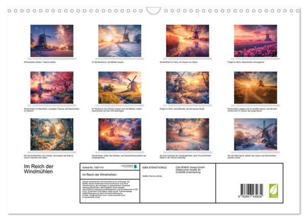 Produktbild: Im Reich der Windm&uuml;hlen (Wandkalender 2026 DIN A3 quer), CALVENDO Monatskalender