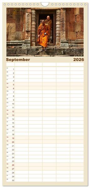 Produktbild: Familienplaner 2026 - Sehnsuchtsland Thailand mit 5 Spalten (Wandkalender, 21 x 45 cm) CALVENDO
