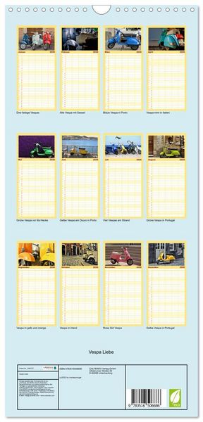 Produktbild: Familienplaner 2026 - Vespa Liebe mit 5 Spalten (Wandkalender, 21 x 45 cm) CALVENDO