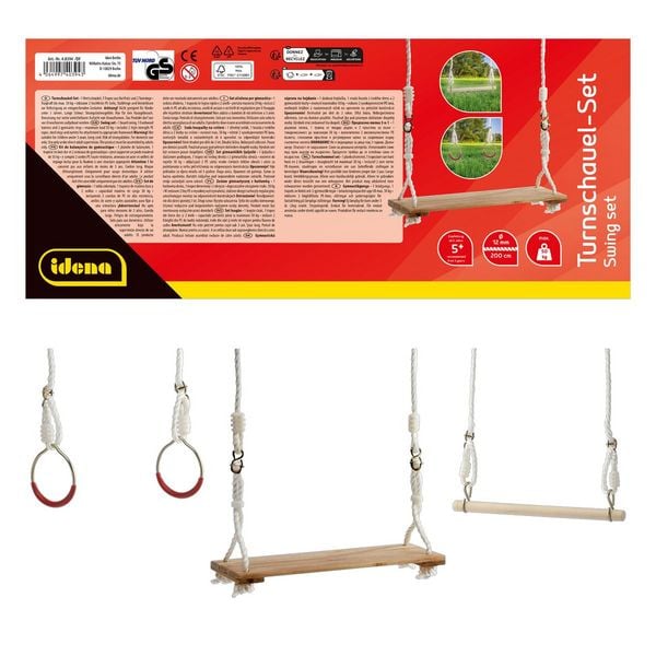 Produktbild: Idena Turnschaukel Set Brettschaukel Trapezschaukel Turnringe