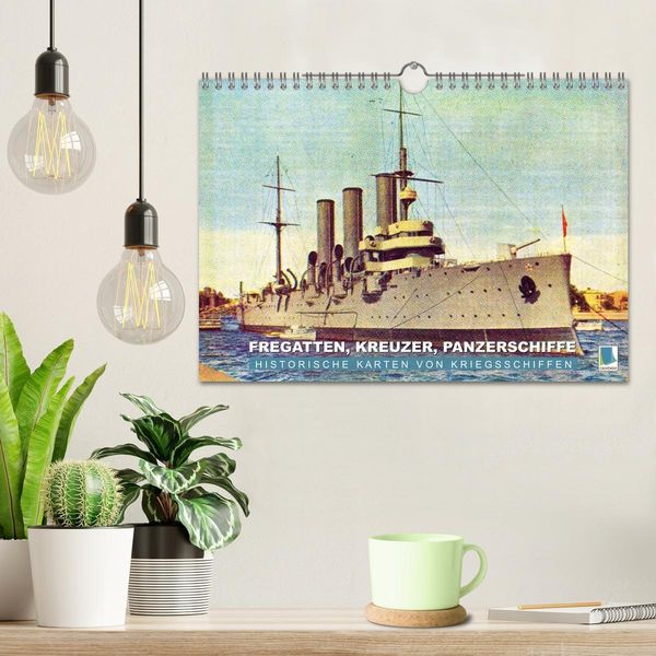Produktbild: Fregatten, Kreuzer, Panzerschiffe &ndash; historische Karten von Kriegsschiffen (Wandkalender 2026 DIN A4 quer), CALVENDO Monatskalender