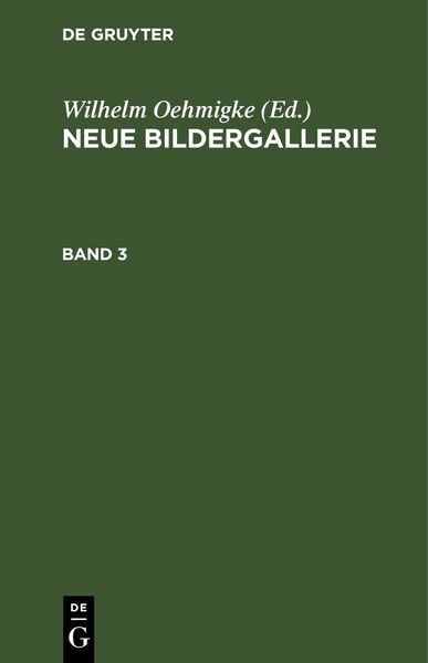 Produktbild: Neue Bildergallerie. Band 3