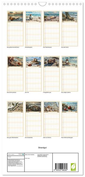 Produktbild: Familienplaner 2026 - Strandgut mit 5 Spalten (Wandkalender, 21 x 45 cm) CALVENDO