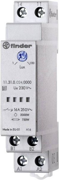 Produktbild: Finder D&auml;mmerungsschalter 1 St. 11.31.0.024.0000 Betriebsspannung:12 V, 24 V Empfindlichkeit Licht: 1, 30 - 80, 1000 lx, lx 1 Schlie&szlig;er