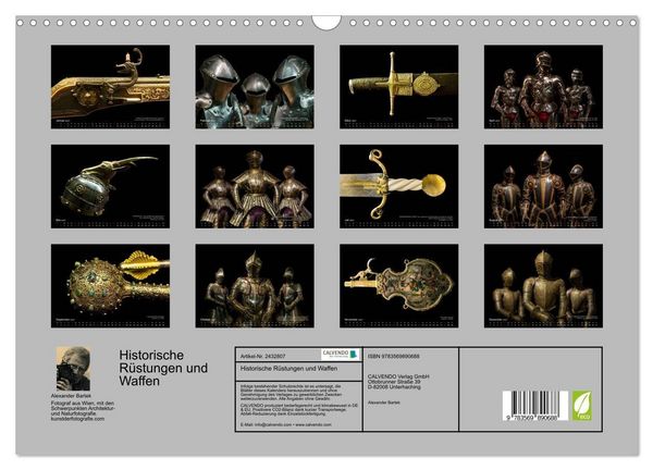 Produktbild: Historische R&uuml;stungen und Waffen (Wandkalender 2027 DIN A3 quer), CALVENDO Monatskalender