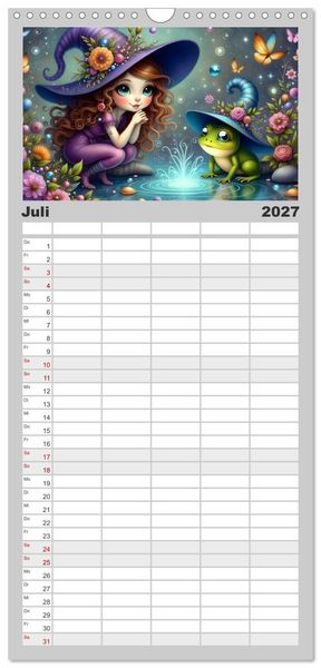 Produktbild: Familienplaner 2027 - Luna, die kleine Zauberhexe mit 5 Spalten (Wandkalender, 21 x 45 cm) CALVENDO