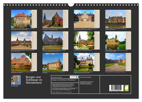 Produktbild: Burgen und Schl&ouml;sser im M&uuml;nsterland (Wandkalender 2026 DIN A3 quer), CALVENDO Monatskalender