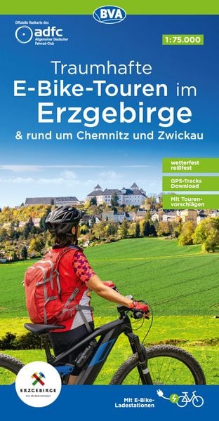 ADFC-Regionalkarte Traumhafte E-Bike-Touren im Erzgebirge, 1:75.000, mit Tagestourenvorschlägen, reiß- und wetterfest, GPS-Tracks Download, Sonstige