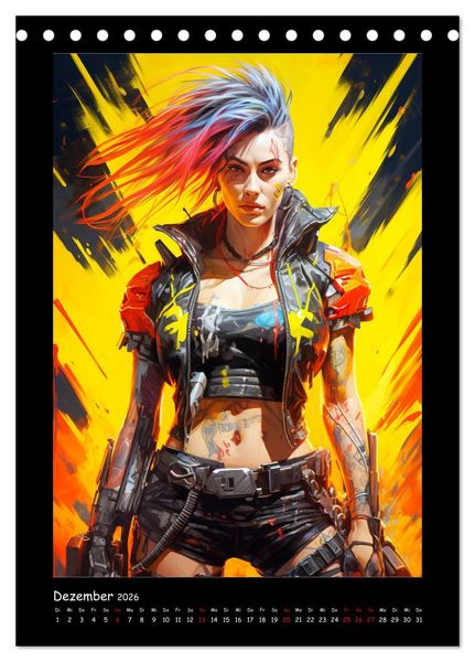 Produktbild: Cyberpunk. Futuristische Heldinnen (Tischkalender 2026 DIN A5 hoch), CALVENDO Monatskalender