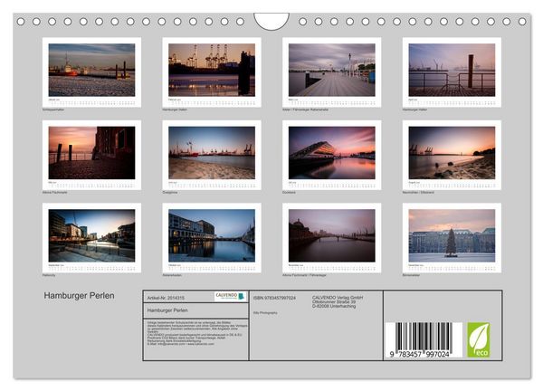 Produktbild: Hamburger Perlen (Wandkalender 2026 DIN A4 quer), CALVENDO Monatskalender