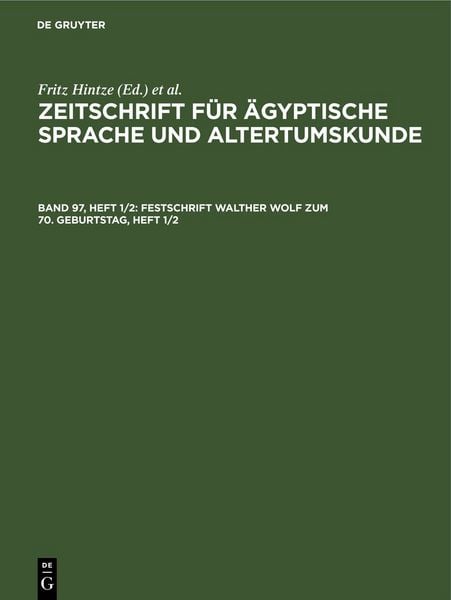 Produktbild: Festschrift Walther Wolf zum 70. Geburtstag, Heft 1/2