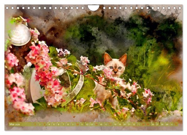 Produktbild: Katzenkalender mausgemalt (Wandkalender 2026 DIN A4 quer), CALVENDO Monatskalender