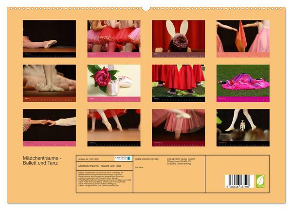 Produktbild: M&auml;dchentr&auml;ume - Ballett und Tanz (hochwertiger Premium Wandkalender 2026 DIN A2 quer), Kunstdruck in Hochglanz