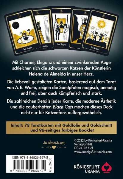 Produktbild: Golden Black Cat Tarot - Hochwertige St&uuml;lpdeckelschachtel mit Goldfolie