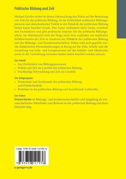 Produktbild: Politische Bildung und Zeit