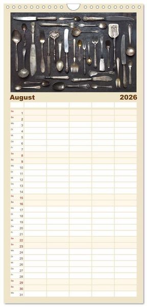 Produktbild: Familienplaner 2026 - K&uuml;chenutensilien mit 5 Spalten (Wandkalender, 21 x 45 cm) CALVENDO
