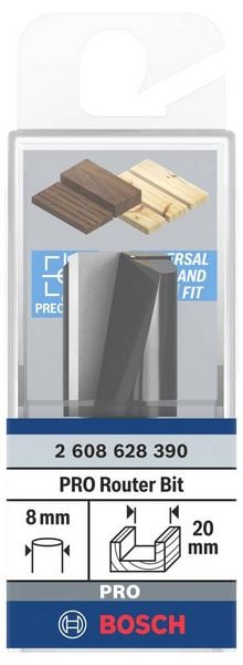 Produktbild: Bosch Accessories 2608628390 Nutfr&auml;ser Hartmetall L&auml;nge 56 mm Produktabmessung, &Oslash; 20 mm Schaftdurchmesser 8 mm
