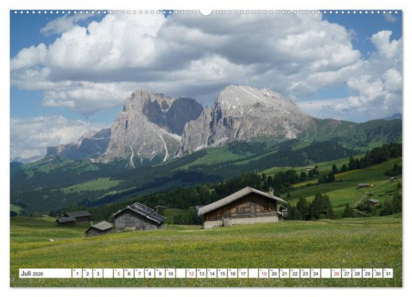 Produktbild: Seiser Alm Sommer (hochwertiger Premium Wandkalender 2026 DIN A2 quer), Kunstdruck in Hochglanz