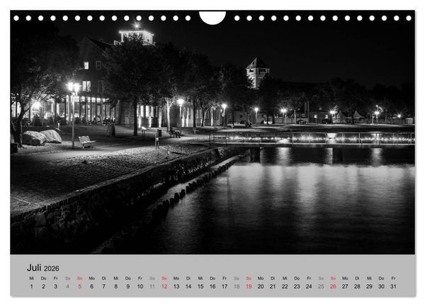 Produktbild: Hansestadt Stralsund bei Nacht (mit GPS-Koordinaten) (Wandkalender 2026 DIN A4 quer), CALVENDO Monatskalender