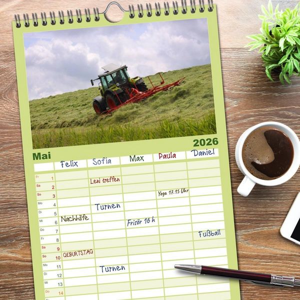 Produktbild: Familienplaner 2026 - Landwirtschaft - Maschinen im Einsatz mit 5 Spalten (Wandkalender, 21 x 45 cm) CALVENDO