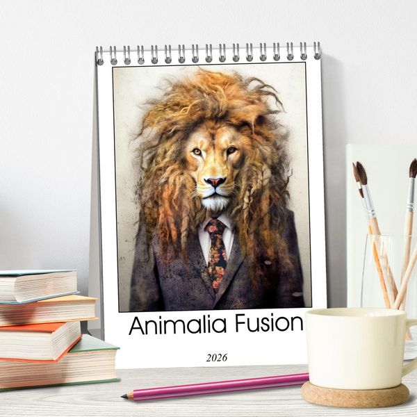Produktbild: Animalia Fusion (Desk Calendar 2026 DIN A5 portrait), CALVENDO 12 Month DeskCalendar