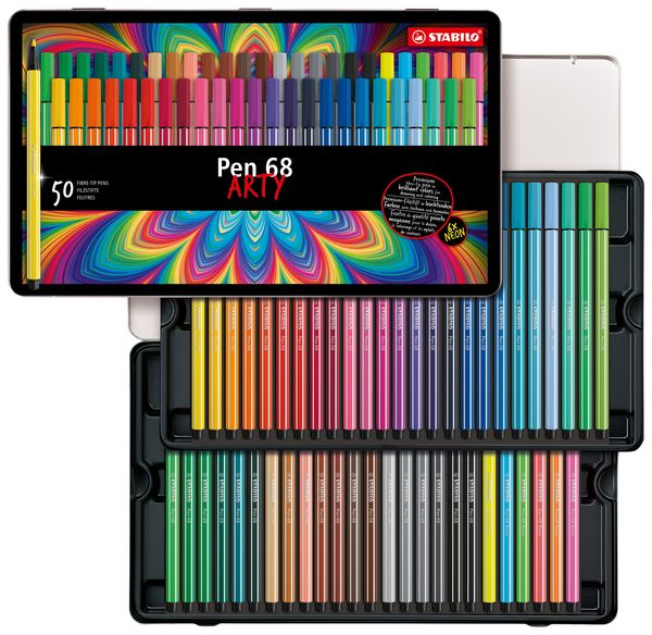 Produktbild: STABILO Premium-Filzstift -   Pen 68 - 50er Metalletui - mit 46 verschiedenen Farben