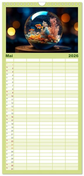 Produktbild: Familienplaner 2026 - Schneekugel war gestern mit 5 Spalten (Wandkalender, 21 x 45 cm) CALVENDO