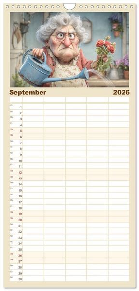 Produktbild: Familienplaner 2026 - Oma macht jetzt Sonderschicht mit 5 Spalten (Wandkalender, 21 x 45 cm) CALVENDO