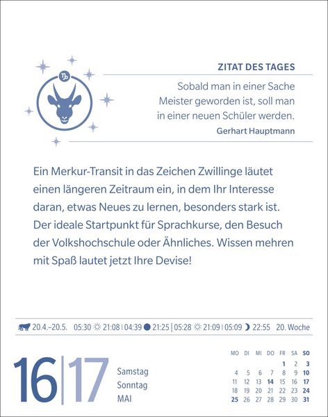 Produktbild: Steinbock Sternzeichenkalender 2026 - Tagesabrei&szlig;kalender - Ihr Horoskop f&uuml;r jeden Tag
