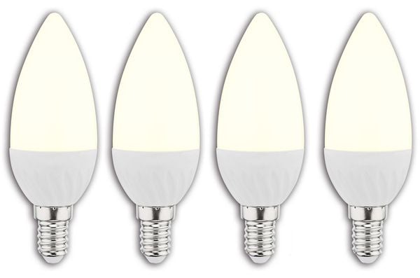 MUELLER-LICHT LED Kerzenform, 5,5W, E14, 470lm, 2700K, 10000h, 3+1 Set