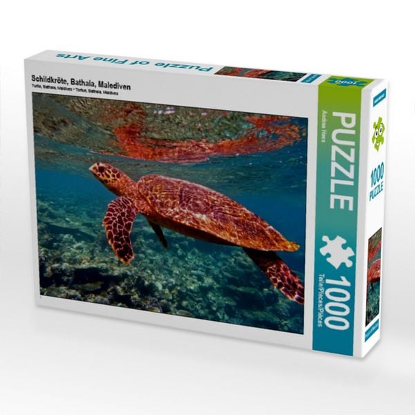 CALVENDO Puzzle Schildkröte, Bathala, Malediven | 1000 Teile Lege-Größe 64 × 48 cm Foto-Puzzle für glückliche Stunden