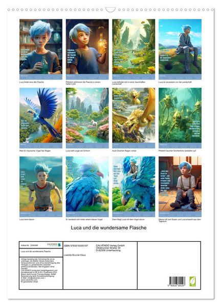 Produktbild: Luca und die wundersame Flasche (Wandkalender 2026 DIN A2 hoch), CALVENDO Monatskalender