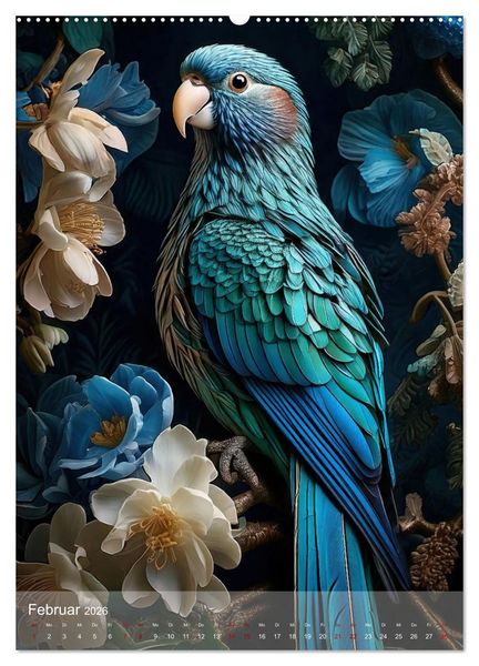 Produktbild: Exotische Harmonie - Paradiesv&ouml;gel und Blumenpracht (Wandkalender 2026 DIN A2 hoch), CALVENDO Monatskalender