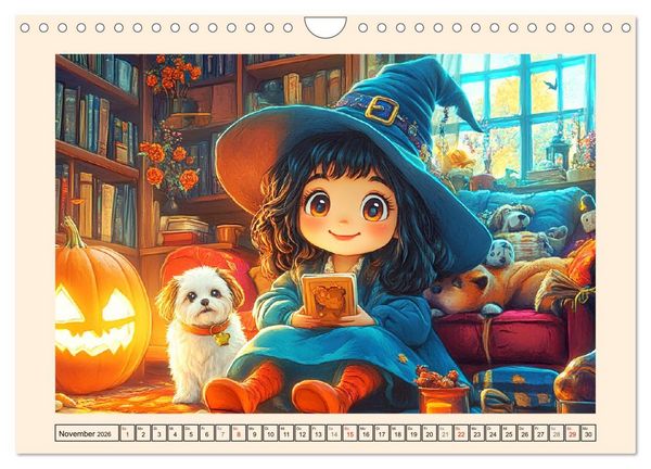 Produktbild: Kleine Hexen. Zauberhafte M&auml;dchen mit magischen Kr&auml;ften (Wandkalender 2026 DIN A4 quer), CALVENDO Monatskalender