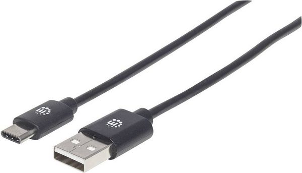 Manhattan USB-Kabel USB 2.0 USB-A Stecker, USB-C Stecker 0.50m Schwarz 354912