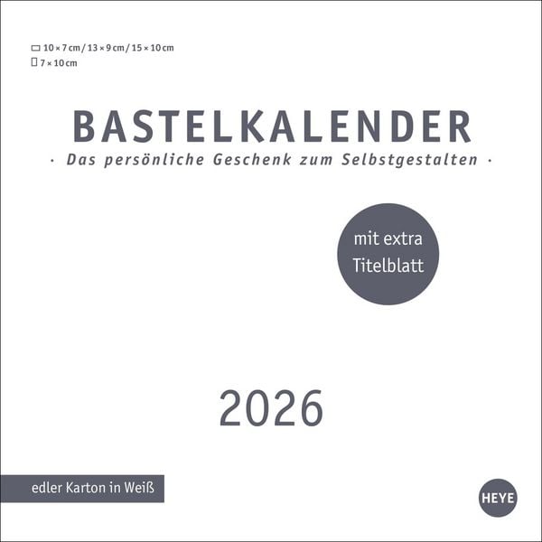 Produktbild: Premium-Bastelkalender weiß klein 2026