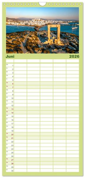 Produktbild: Familienplaner 2026 - Griechische Inseln - Ein Jahr im Mittelmeer mit 5 Spalten (Wandkalender, 21 x 45 cm) CALVENDO