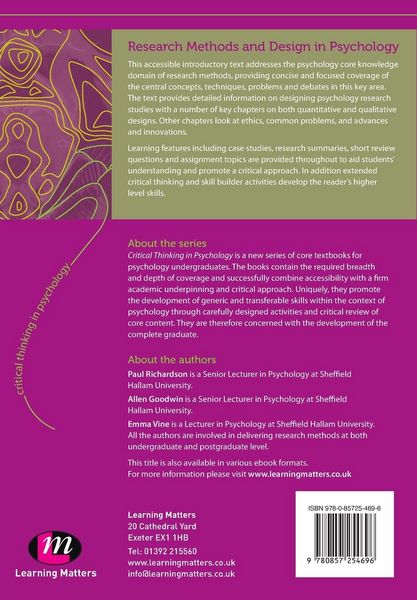 Produktbild: Research Methods and Design in Psychology