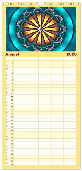 Produktbild: Familienplaner 2026 - Mandala Tr&auml;ume mit 5 Spalten (Wandkalender, 21 x 45 cm) CALVENDO