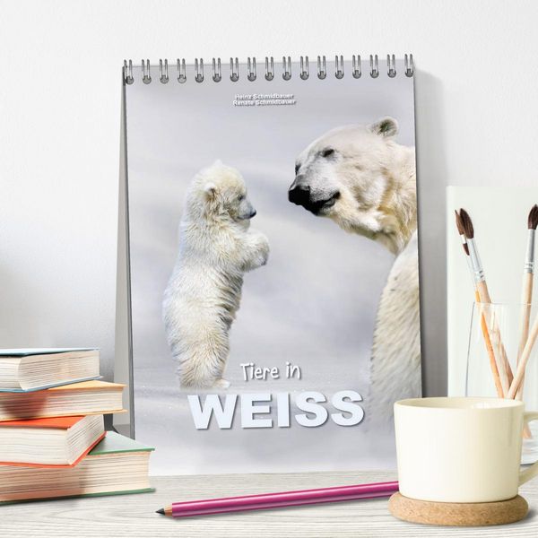Produktbild: Tiere in Wei&szlig; (Tischkalender 2026 DIN A5 hoch), CALVENDO Monatskalender