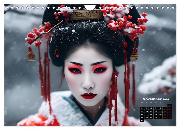 Produktbild: Geishas Portraits von japanischen Gastgeberinnen inspiriert (Wandkalender 2026 DIN A4 quer), CALVENDO Monatskalender