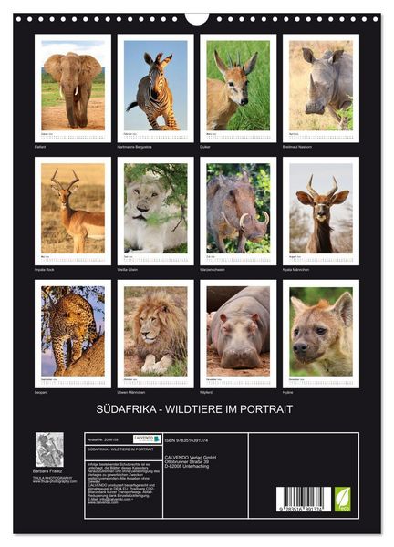 Produktbild: S&Uuml;DAFRIKA - WILDTIERE IM PORTRAIT (Wandkalender 2026 DIN A3 hoch), CALVENDO Monatskalender
