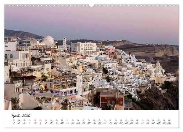 Produktbild: Santorini - Fotogene Sch&ouml;nheit (Wandkalender 2026 DIN A2 quer), CALVENDO Monatskalender