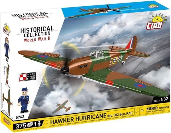 COBI Historical Collection 5762 - Hawker Hurricane (No.302 Spn.RAF), WWII, Bausatz 1,32, 375+1 Klemmbausteine